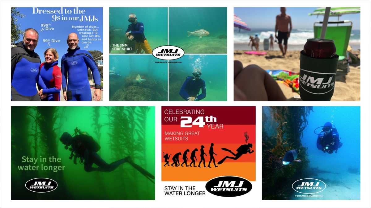 photograph of Samples of social media posts for JMJ Wetsuits